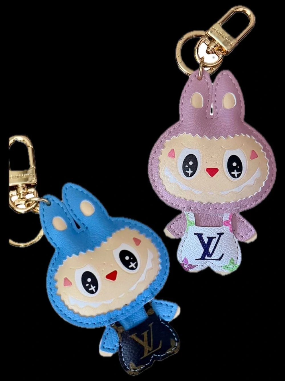 Labubu Designer-Inspired Keychain Bag Charm – Pink or Blue – Handmade Style